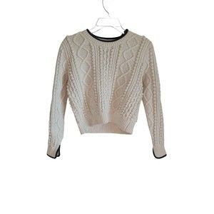 Phillip Lim White Cable knit Wool Alpaca Blend zipper shoulder sweater